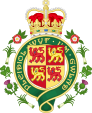Coat of Arms: A Red Dragon on a Green and White Field