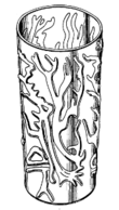 drawing of a drinking glass with a design on it
