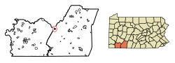 Location of Seven Springs in Somerset and Fayette Counties, Pennsylvania.