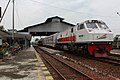 Additional Kutojaya Utara train departing from Kebumen Station (2017)