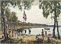 Image 16Governor Arthur Phillip hoists the British flag over the new colony at Sydney Cove in 1788. (from Culture of Australia)