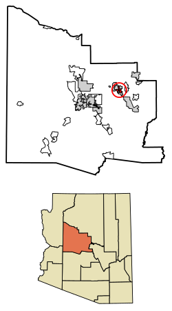 Location of Verde Village in Yavapai County, Arizona.
