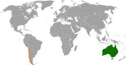Map indicating locations of Australia and Chile