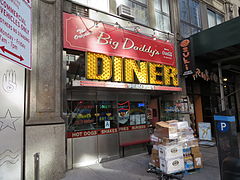 Big Daddy's Diner in Manhattan with an "A" grade displayed in the window