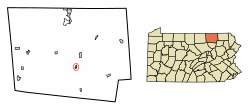 Location of Monroe in Bradford County, Pennsylvania.