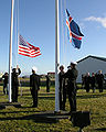 Image 7The flag of Iceland being raised and the flag of the United States being lowered as the U.S. hands over the Keflavík Air Base to the Government of Iceland. (from History of Iceland)