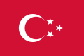 Flag used in Egypt during the rules of Isma'il Pasha and Tewfik Pasha (1867–1881)