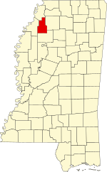 Map of Mississippi highlighting Quitman County