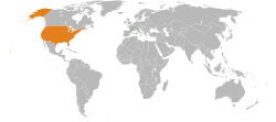 Map indicating locations of Monaco and USA