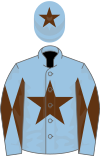 Light blue, brown star, diabolo on sleeves and star on cap