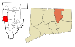 Vernon's location within Tolland County and Connecticut