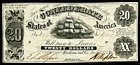 $20 (T9) Sailing ship Hoyer & Ludwig (Richmond, VA) (264,988 issued)