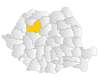 Map of Romania highlighting Cluj County