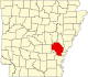标示出阿肯色县位置的地图