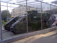 Mark V tank in Arkhangelsk, captured by the Red Army from the Whites.