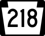 Pennsylvania Route 218 marker