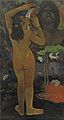 Paul Gauguin: Hina Te Fatu, 1893, donation to the Museum of Modern Art. Oil on burlap, 114.3 × 62.6 cm (45.00 × 24.65 in)