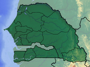 Map showing the location of Basse Casamance National Park Parc National de la Basse Casamance