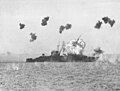 USS Louisville (CA-28) is hit by a kamikaze in Lingayen Gulf on 6 January 1945