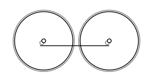 Diagram of two wheels, coupled together with a coupling rod