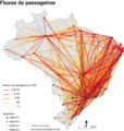 Image 121Passenger flow between the main airports in Brazil (2001). (from Transport in Brazil)