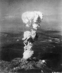 The mushroom cloud over Hiroshima after the dropping of the uranium-based atomic bomb nicknamed 'Little Boy' (1945).