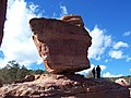 A balancing rock at Garden of the Gods park in Colorado Springs, Colorado.
