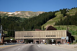 (May 2016) The eastern portal to the Eisenhower Tunnel along Interstate 70 in Colorado