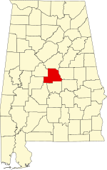 Map of Alabama highlighting Chilton County