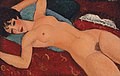 阿梅代奧·莫迪利亞尼《斜躺的裸女》，1917至1918年，私人收藏