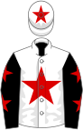 White, red star, black sleeves, red stars, white cap, red star