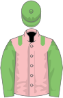 Pink, light green epaulets, sleeves and cap