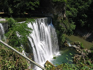 Waterfall in Jajce, Bosnia and Herzegovina.