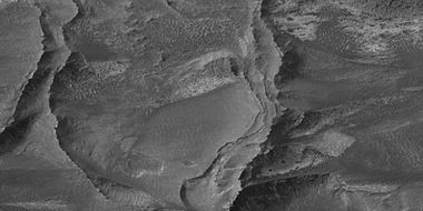 Close view of layers in mound in Galle Crater, as seen by HiRISE under HiWish program