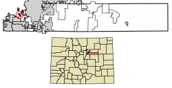 Location of the Holly Hills CDP in Arapahoe County, Colorado.