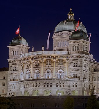 Bern Federal Palace South Facade by Night