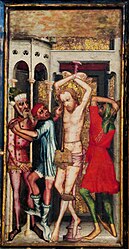 panel painting of the Flagellation of Jesus