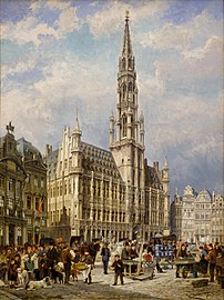 The Grand-Place in 1887 by Cornelis Christiaan Dommersen