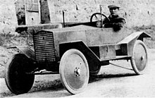 Early prototype with left hand drive and headlights built into the wall of the windscreen frame