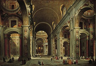 The Nave of St. Peter's Basilica in the Vatican (1735), oil on canvas, 153 x 219.7 cm., Norton Simon Museum