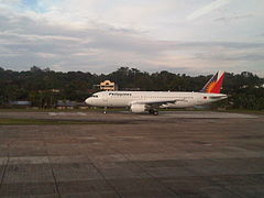 A Philippine Airlines Airbus A320-200 at Tagbilaran Airport in 2012.
