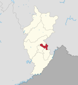 Location of Erdaojiang District (red) in Tonghua (yellow)