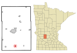 布洛姆凯斯特在坎迪约希县及明尼苏达州的位置（以红色标示）