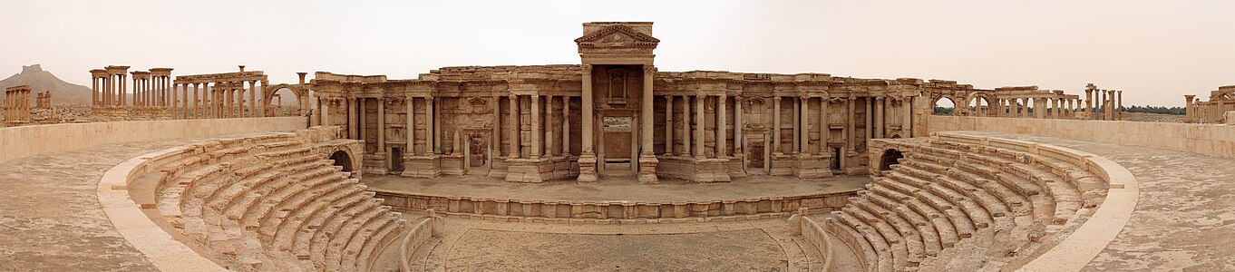 Panoramic view of the theater from the cavea in 2010