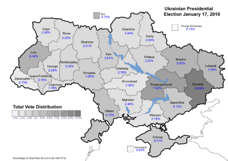 Total vote distribution (First round) – percentage of total national vote