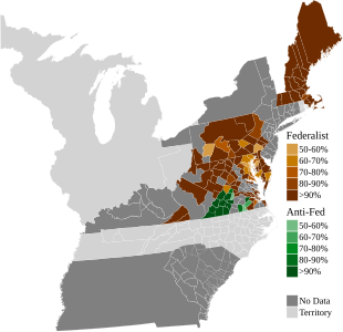 Map of presidential election results by county, shaded according to the vote share of the highest result for an elector of any given faction