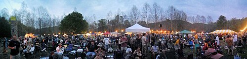 A panorama photo of the Cheat River Festival in 2010