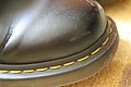 Distinctive yellow stitching on Dr. Martens shoe