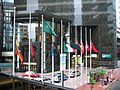 2008年5月19日，为悼念汶川大地震遇难者，香港中环广场于汶川大地震后将沙特阿拉伯国旗（左三）以外的其他旗帜降半旗志哀。