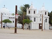 Side view of Our Lady of Guadalupe Catholic Church. The church was built in 1914 and is located at 5445 Calle San Angelo.